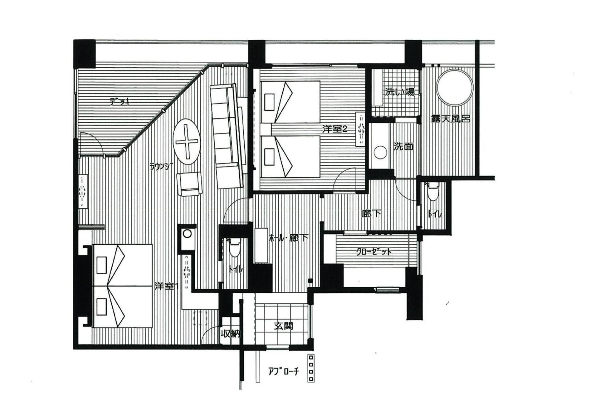 Amane Resort Seikai Beppu Værelse billede A floor plan of a typical apartment
