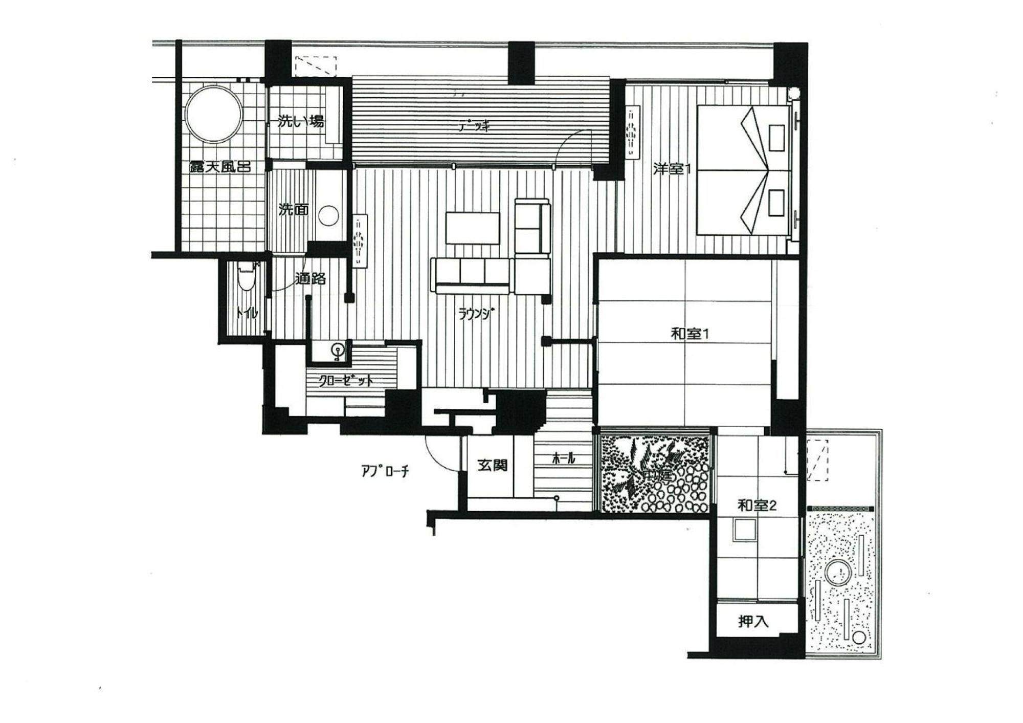 Amane Resort Seikai Beppu Værelse billede A floor plan of a Japanese apartment